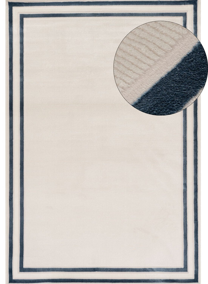 Carmel Cream-Blue Bordered Rug – 6060 shown in an illustrative room