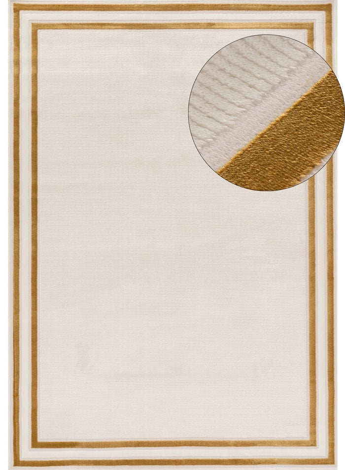 Carmel Cream-Gold Bordered Rug – 6060 shown in an illustrative room