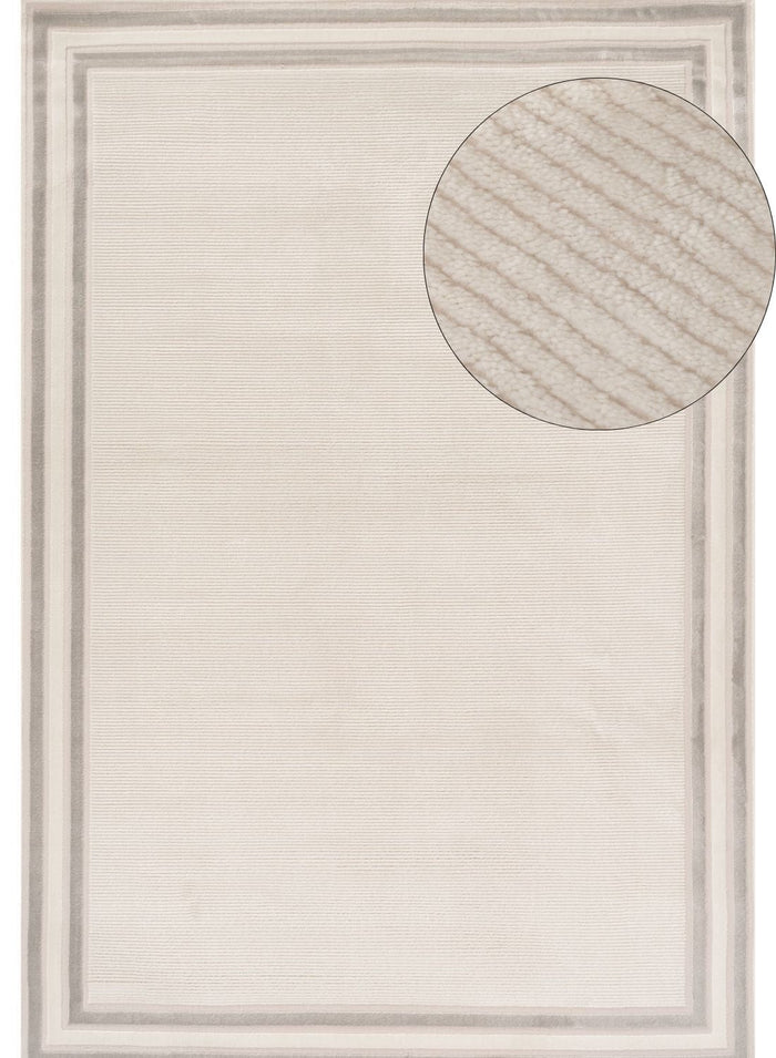 Carmel Cream-Grey Bordered Rug – 6060 shown in an illustrative room