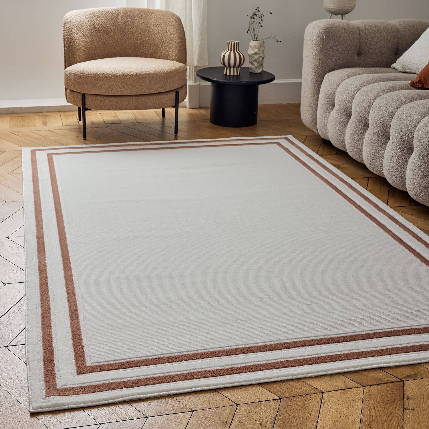 Carmel Cream-Terra Bordered Rug – 6060