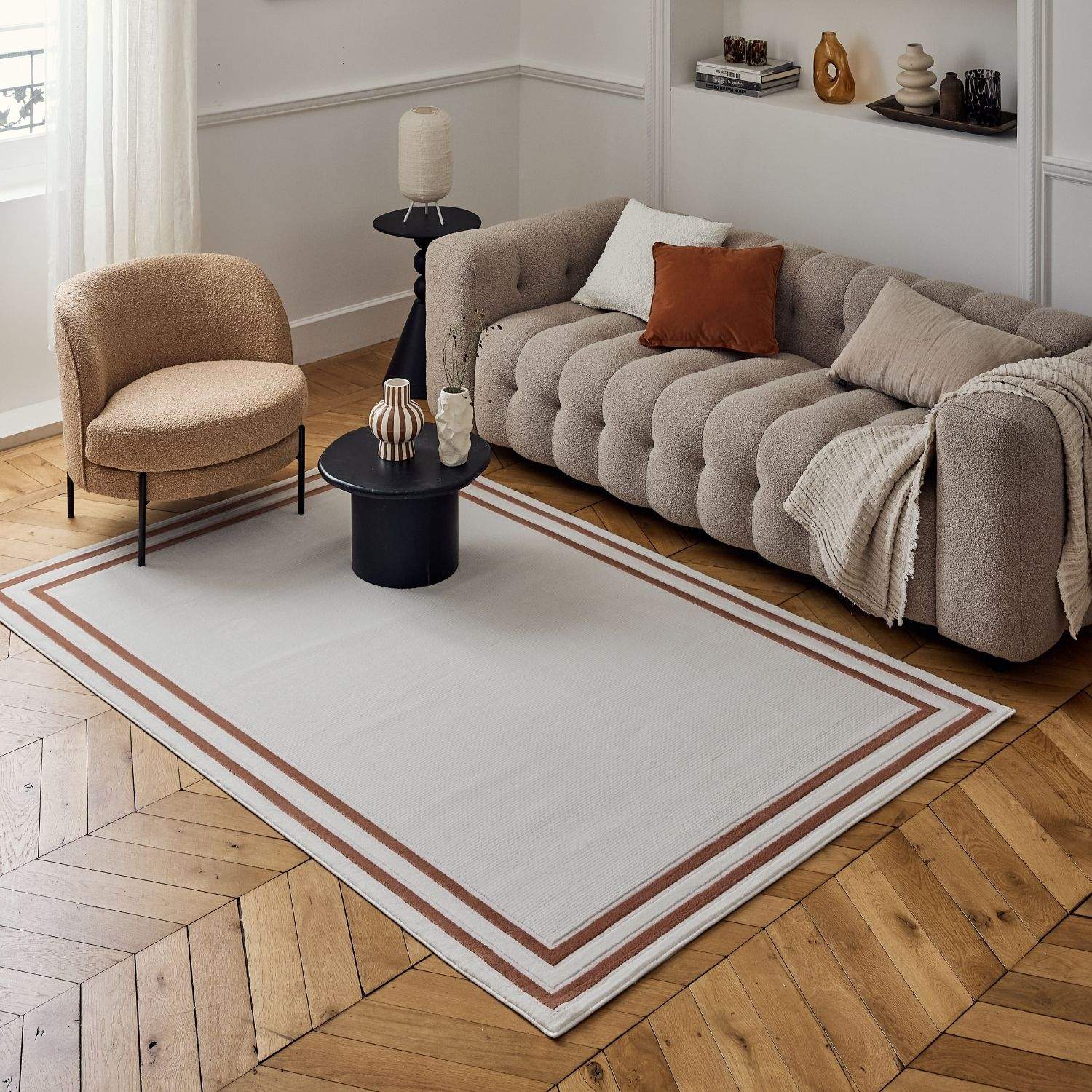 Carmel Cream-Terra Bordered Rug – 6060