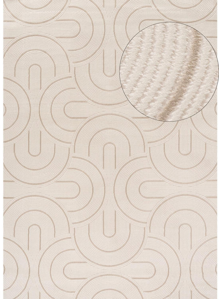 Carmel Cream-Beige Geometric Rug – 6070 shown in an illustrative room