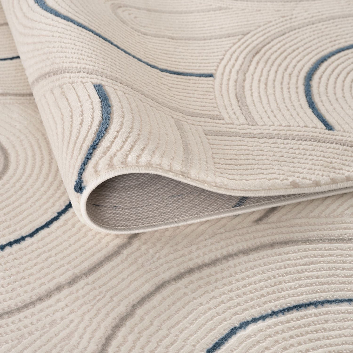 Carmel Cream-Blue Geometric Rug – 6070
