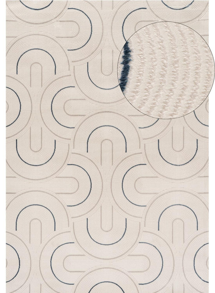 Carmel Cream-Blue Geometric Rug – 6070 shown in an illustrative room