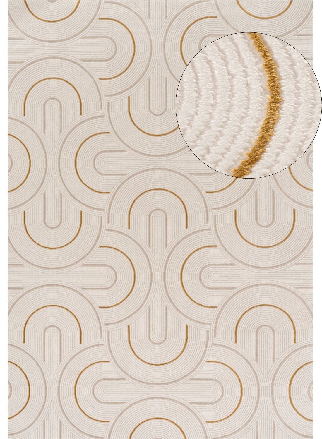 Carmel Cream-Gold Geometric Rug – 6070