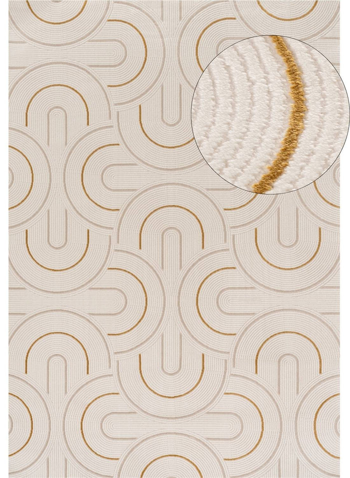 Carmel Cream-Gold Geometric Rug – 6070 shown in an illustrative room