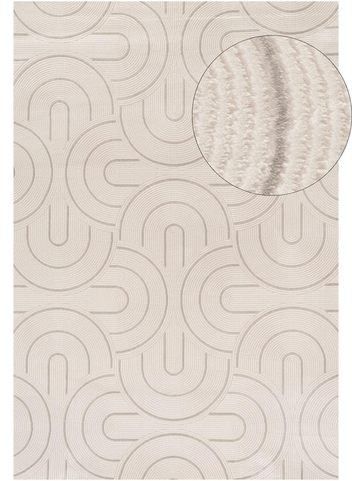 Carmel Cream-Grey Geometric Rug – 6070 shown in an illustrative room