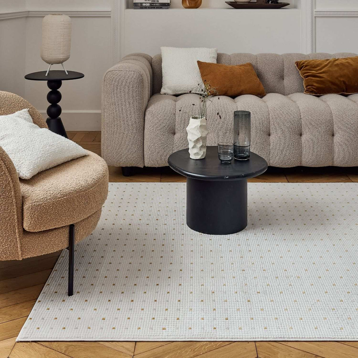 Carmel Cream-Gold Dots Rug – 6080