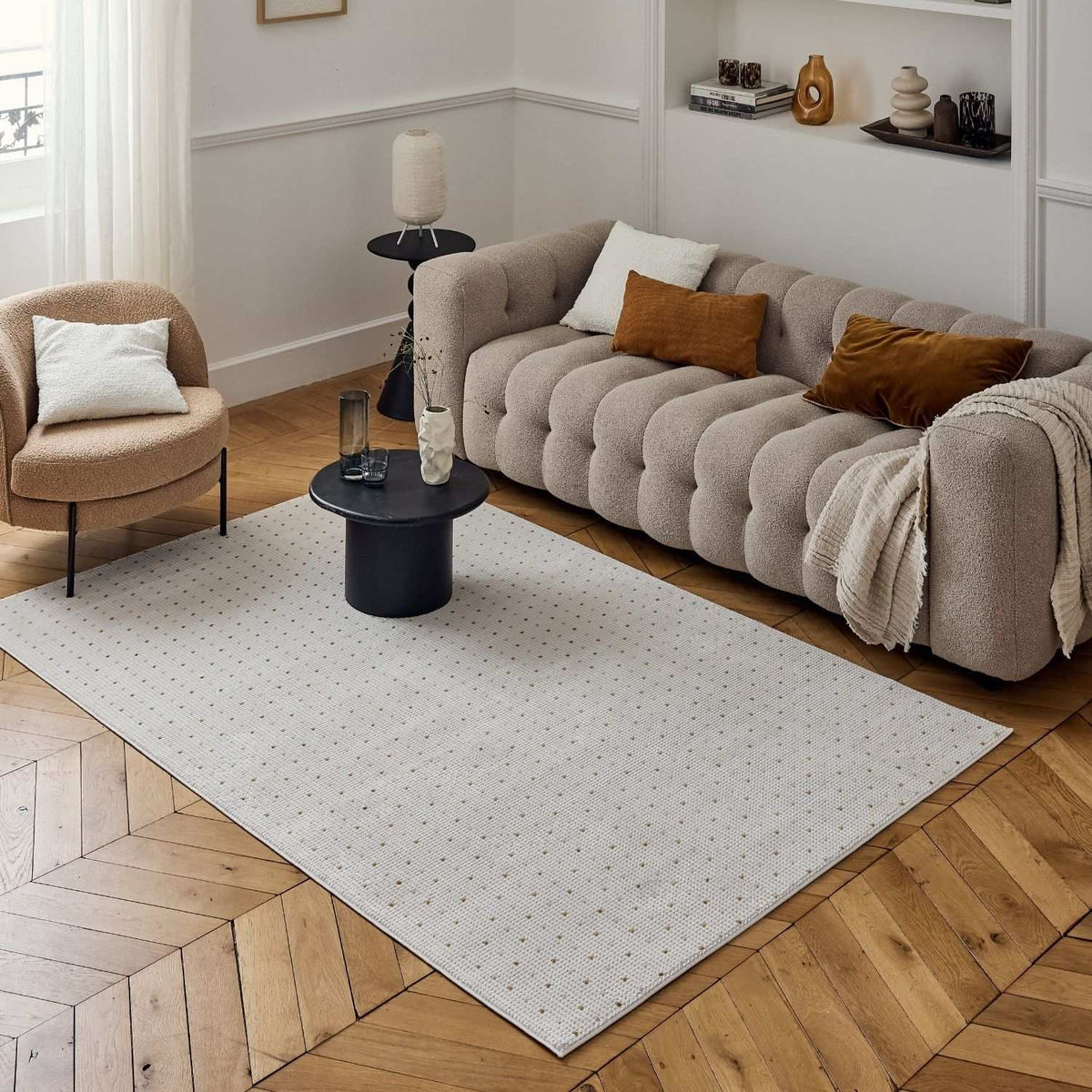 Carmel Cream-Gold Dots Rug – 6080