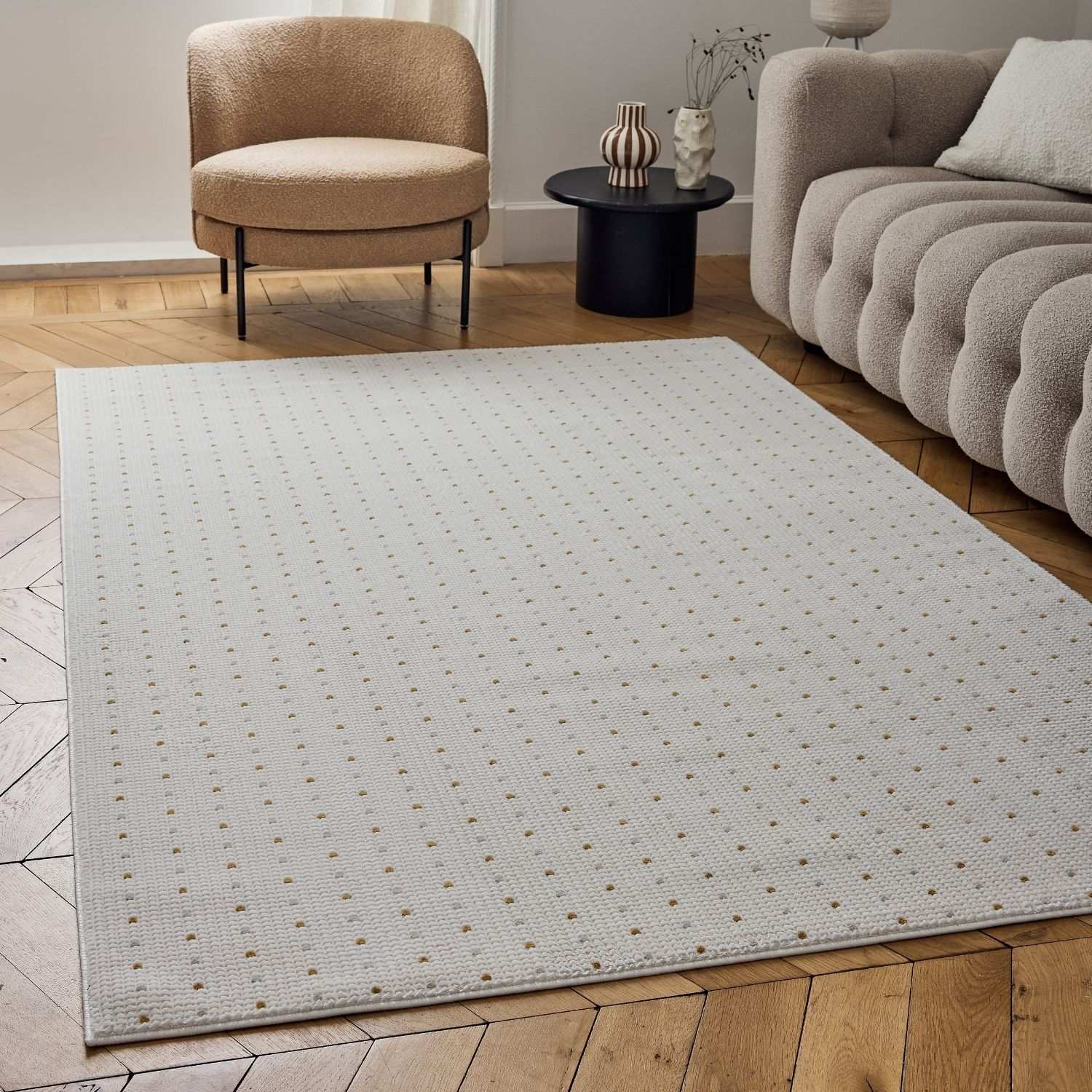 Carmel Cream-Gold Dots Rug – 6080