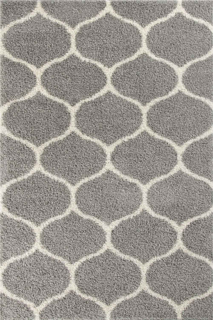 Moroccan Grey Shaggy Rug – 610 shown in an illustrative room
