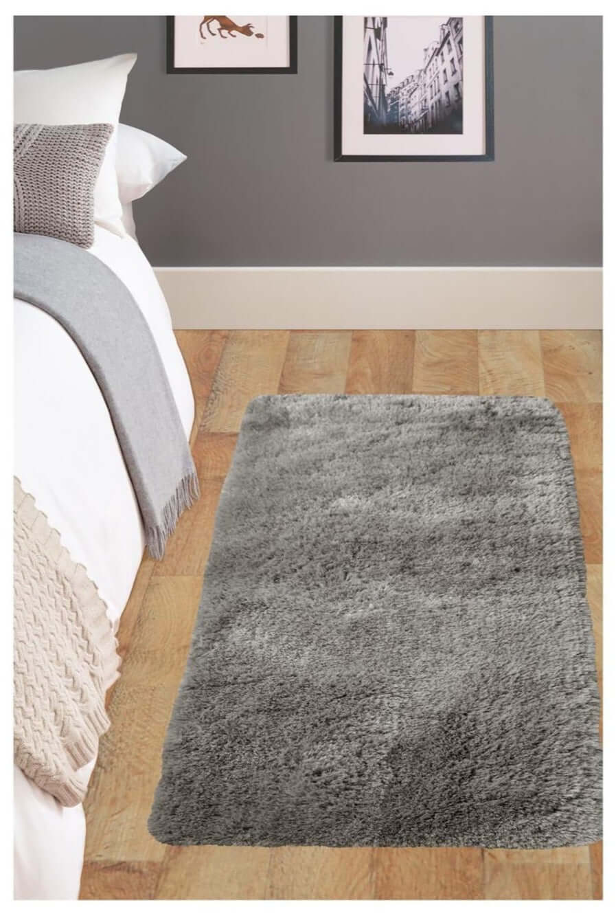Soft Washable Grey Shaggy Rug – SA-04