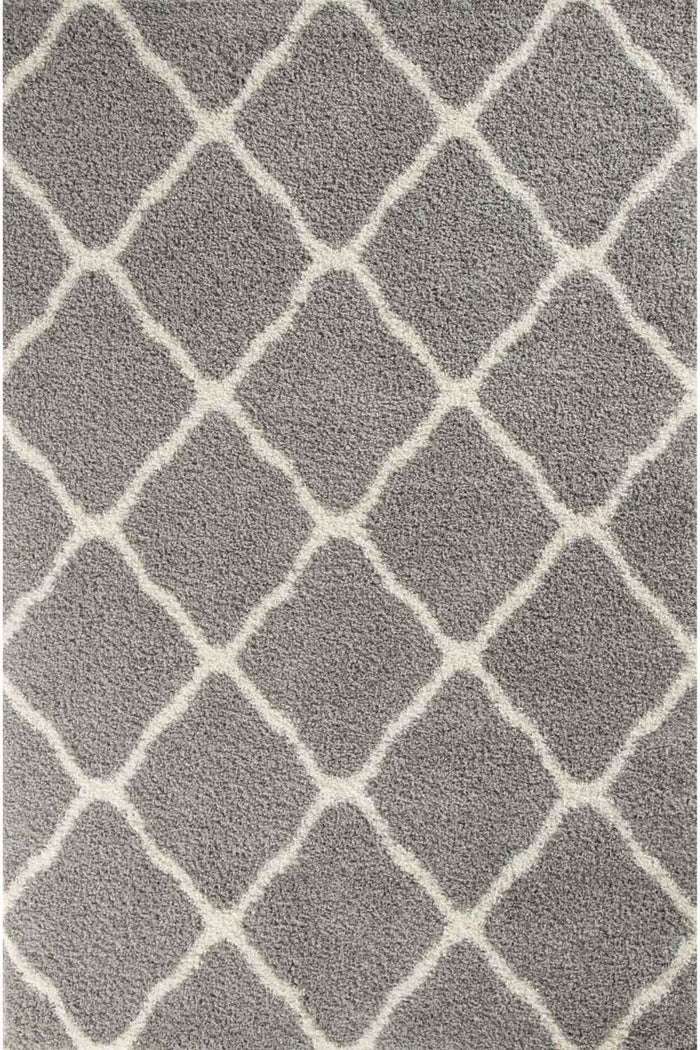 Moroccan Grey Shaggy Rug – 710 shown in an illustrative room