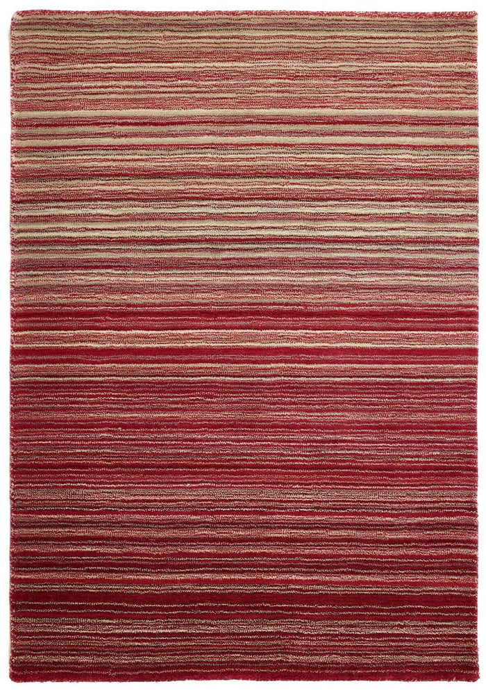 Fine Stripes Red Wool Rug shown in an illustrative room