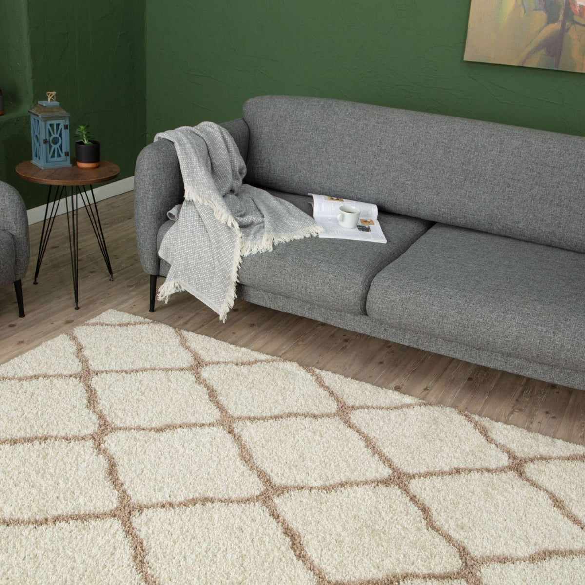 Moroccan Ivory Shaggy Rug – 730