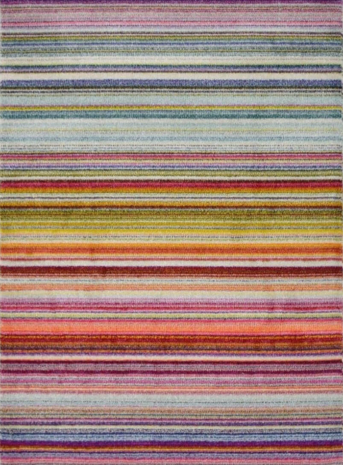 Villa Multicolour Striped Rug shown in an illustrative room