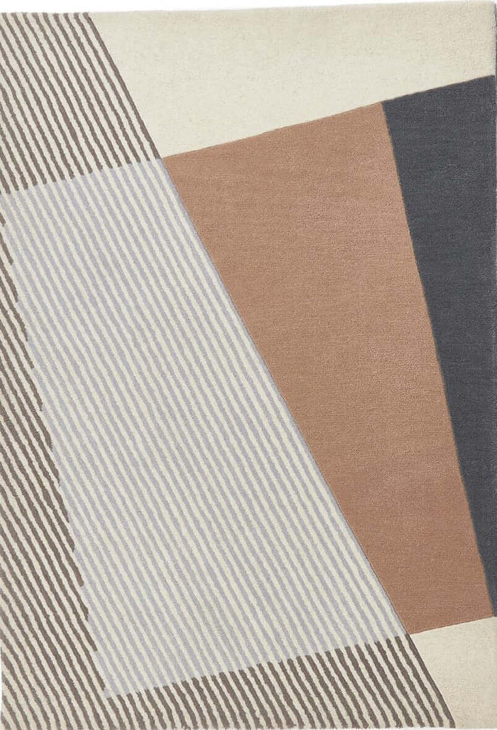 Bauhaus Abstract Wool Rug shown in an illustrative room