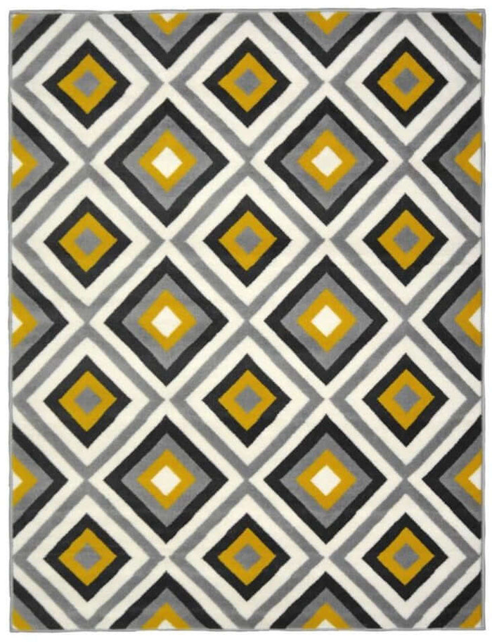 Maestro Geometric Yellow Rug – 3658 GB12 shown in an illustrative room