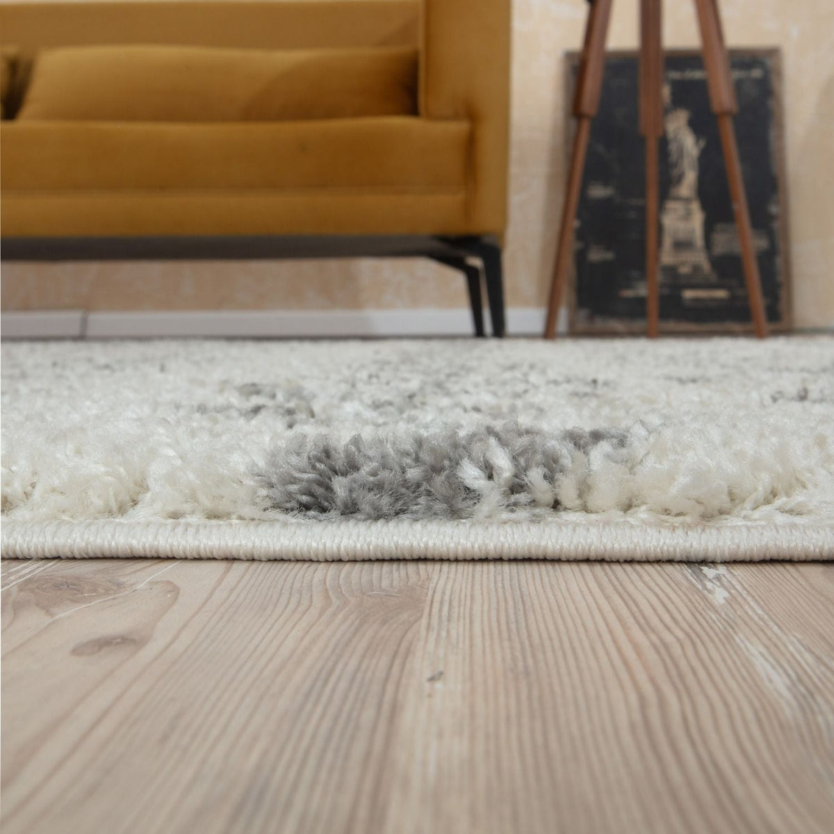 Moroccan Ivory Grey Shaggy Rug – 800
