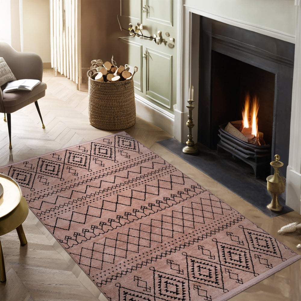 Brown machine washable rug by Netline Home with soft chenille texture, perfect for easy cleaning and cozy decor.