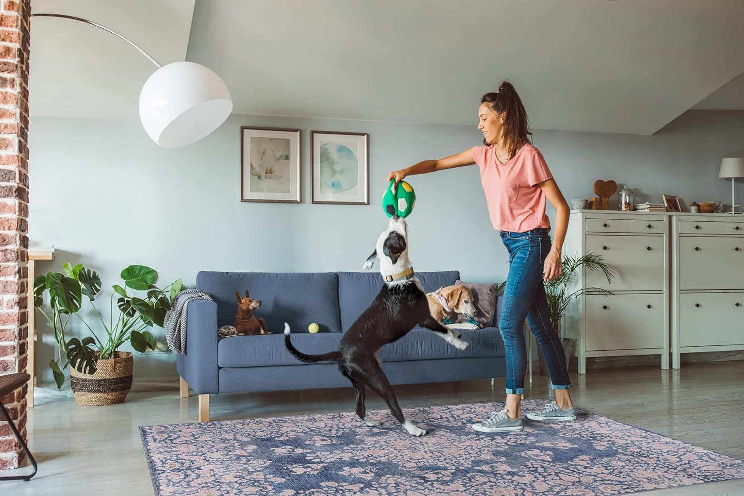 Blue vintage runner rug by Netline Home, 80x150 cm, machine washable, non-slip, low pile, pet and kid friendly for living room or kitchen.