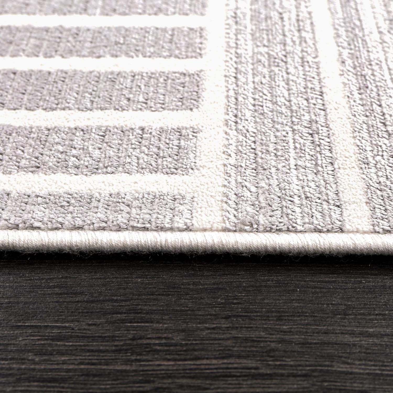 Soft plush light gray Netline Home area rug, modern large carpet for living room, bedroom, or hallway, non-shedding and shed-resistant.