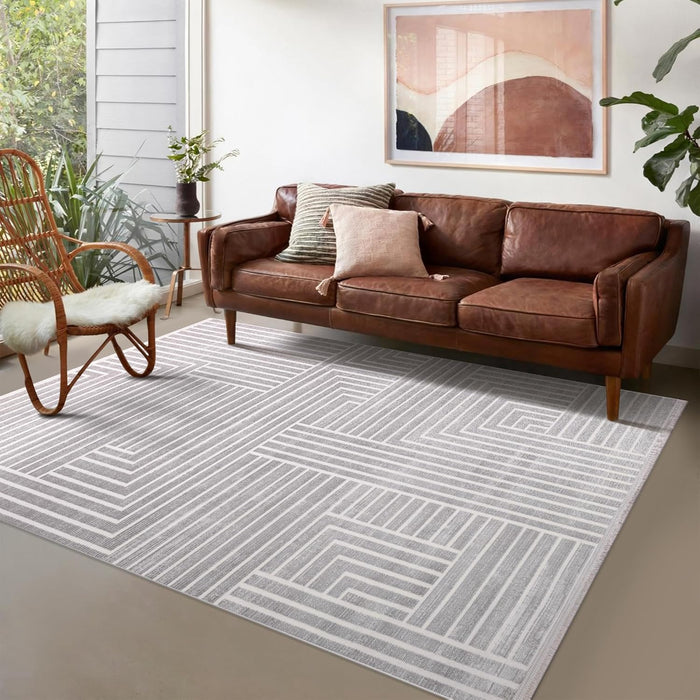 Area Rug for Living Room – Soft Plush Area Rug, Modern Carpet for Bedroom & Home – Non-Shedding, Shed-Resistant Large Area Rugs for Living Room, Hallway & Office (LIGHT GREY, 160X230) shown in an illustrative room