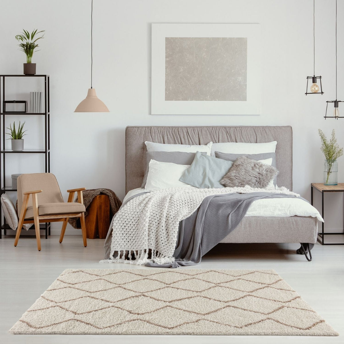 Moroccan Ivory Beige Shaggy Rug – 830