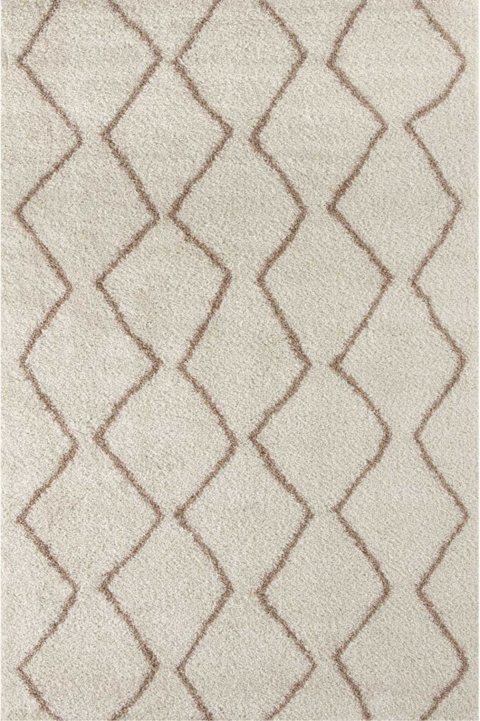 Moroccan Ivory Beige Shaggy Rug – 830 shown in an illustrative room