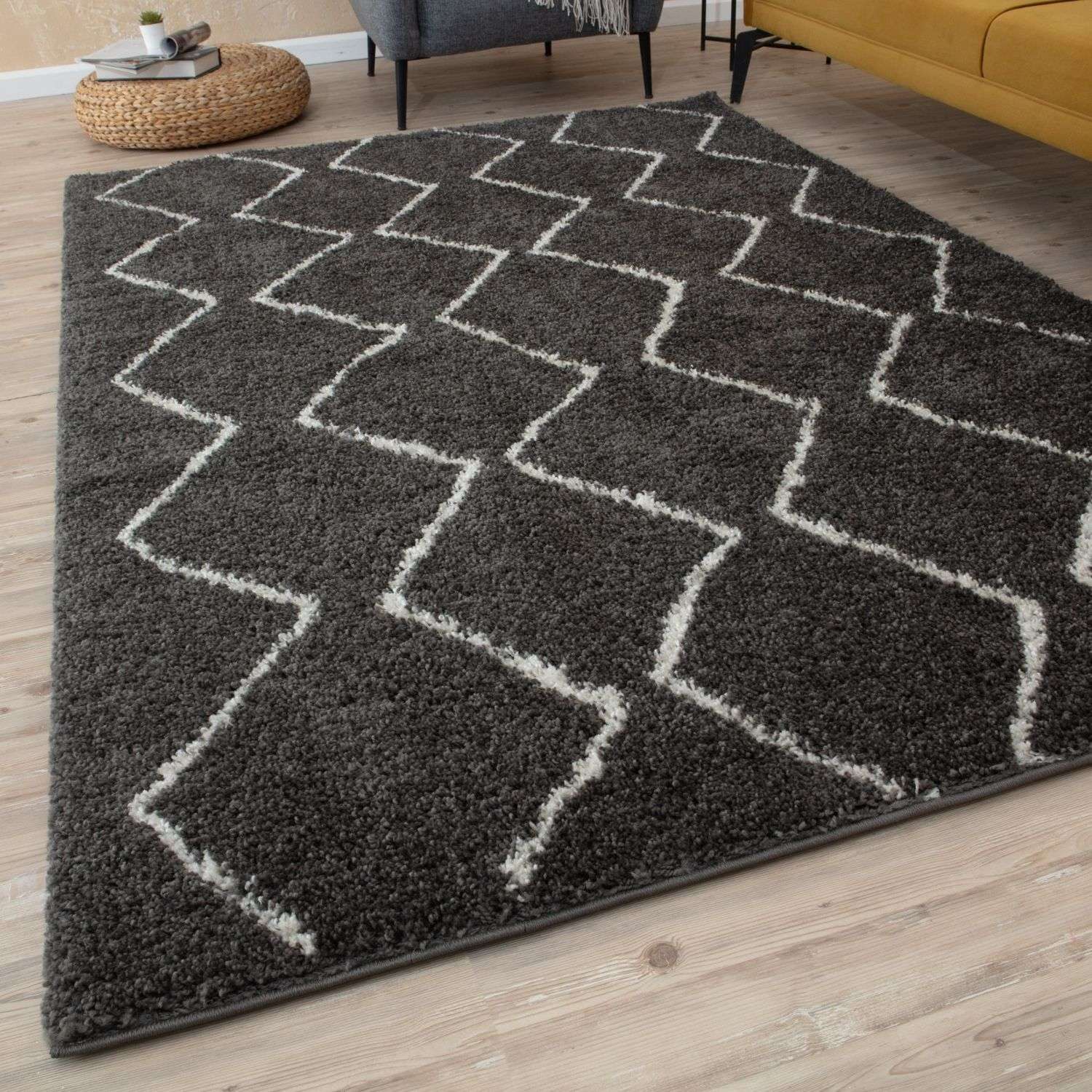 Moroccan Dark Grey Shaggy Rug – 840