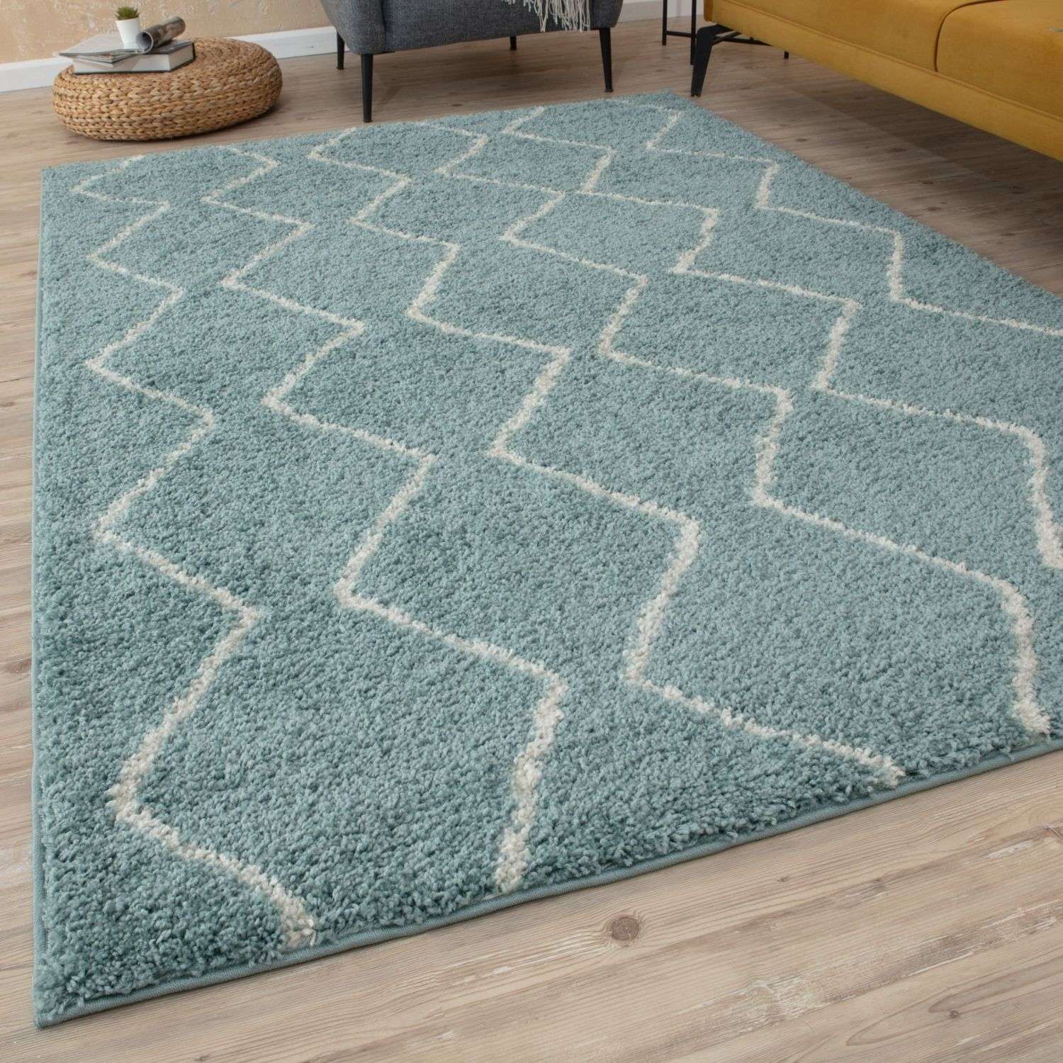 Moroccan Duck Egg Blue Shaggy Rug – 850