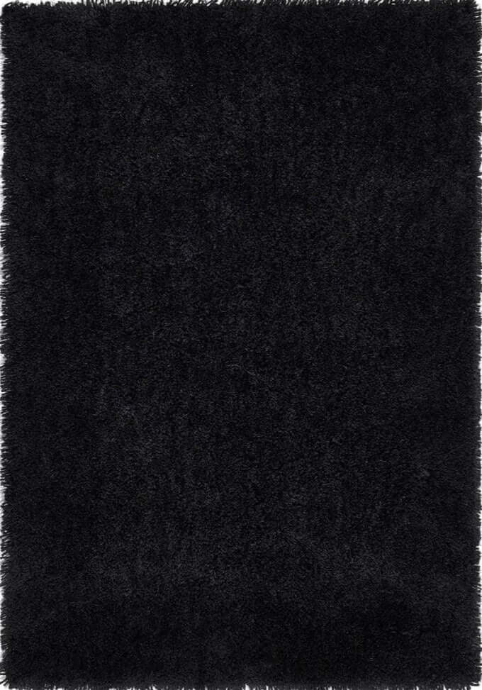 Chicago Black Shaggy Rug shown in an illustrative room