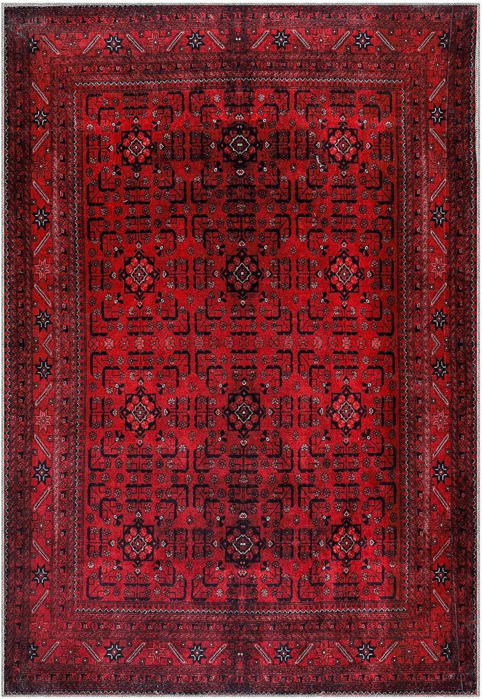Red Vintage Cotton Washable Rug – 80×150 CM shown in an illustrative room