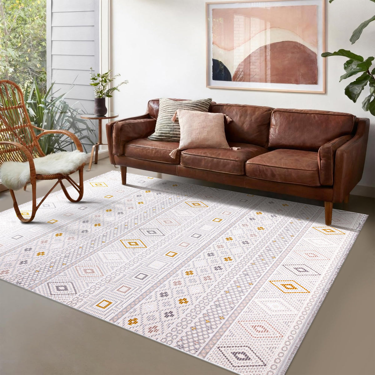Soft plush light gray area rug by Netline Home, modern non-shedding carpet for living room, bedroom, hallway, or office.