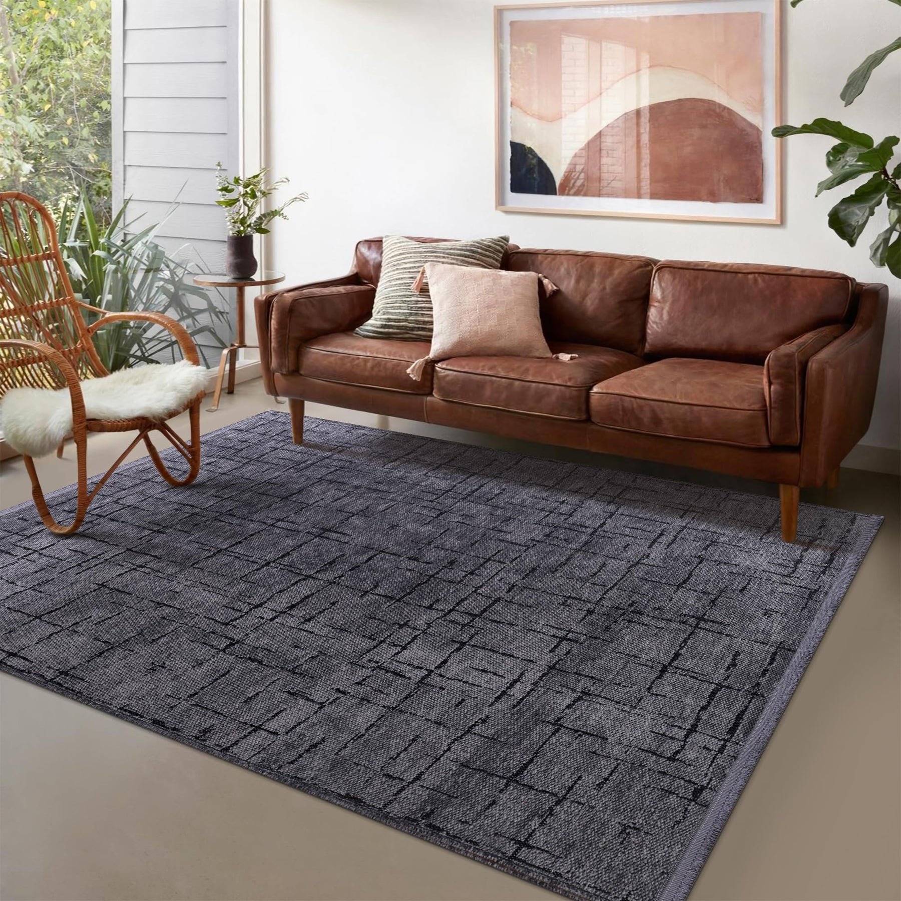 Red machine washable chenille runner rug by Netline Home, soft low pile non-slip area rug for living rooms, kitchens, or hallways.
