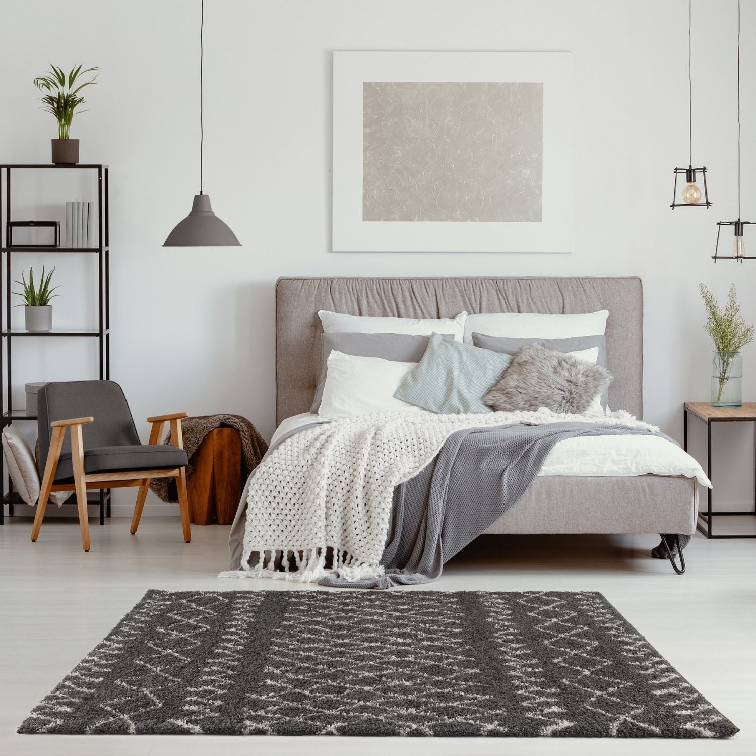 Moroccan Dark Grey Shaggy Rug – 940