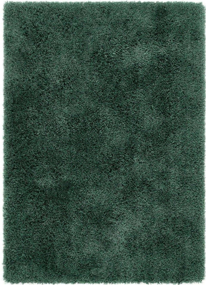 Chicago Forest Green Shaggy Rug shown in an illustrative room