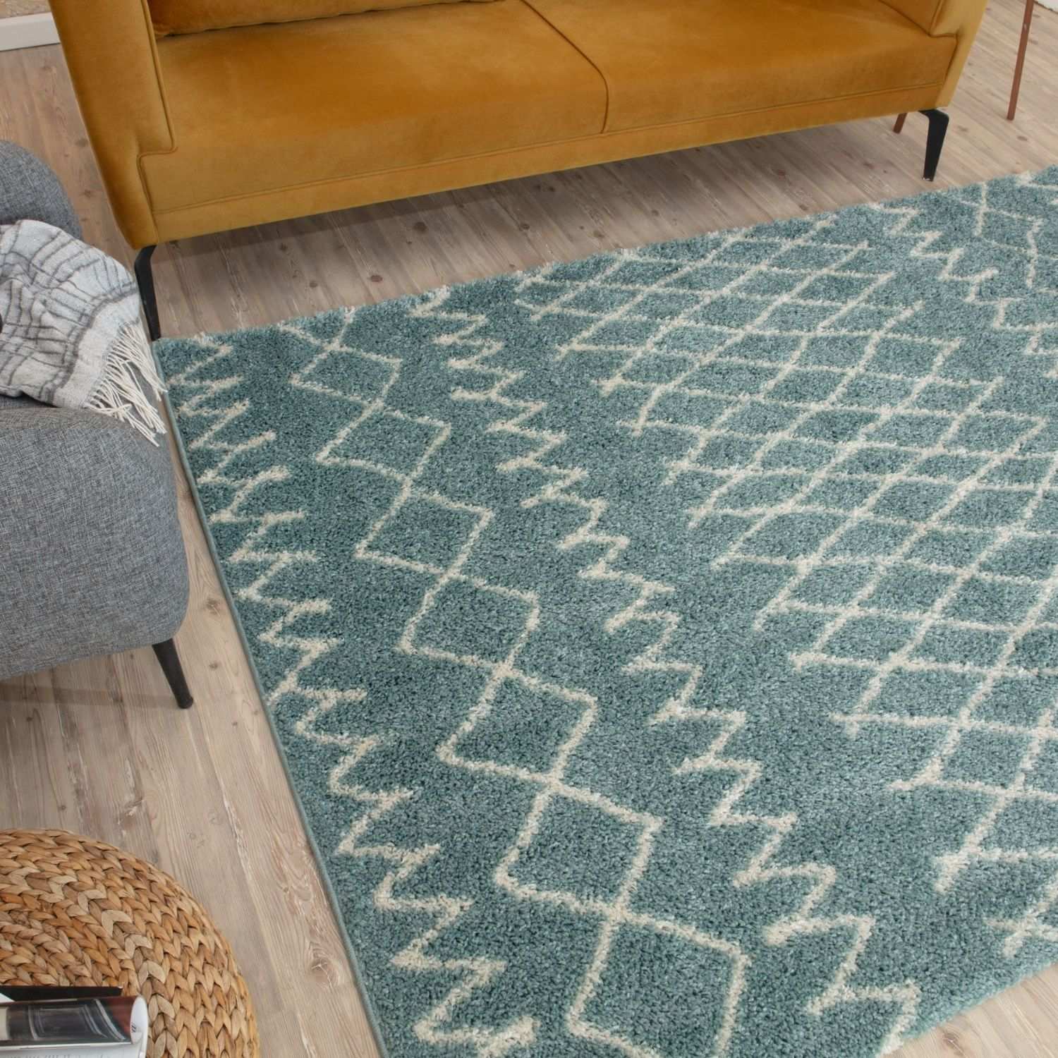 Moroccan Duck Egg Blue Shaggy Rug – 950