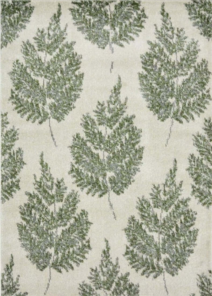 Villa Green Floral Rug shown in an illustrative room