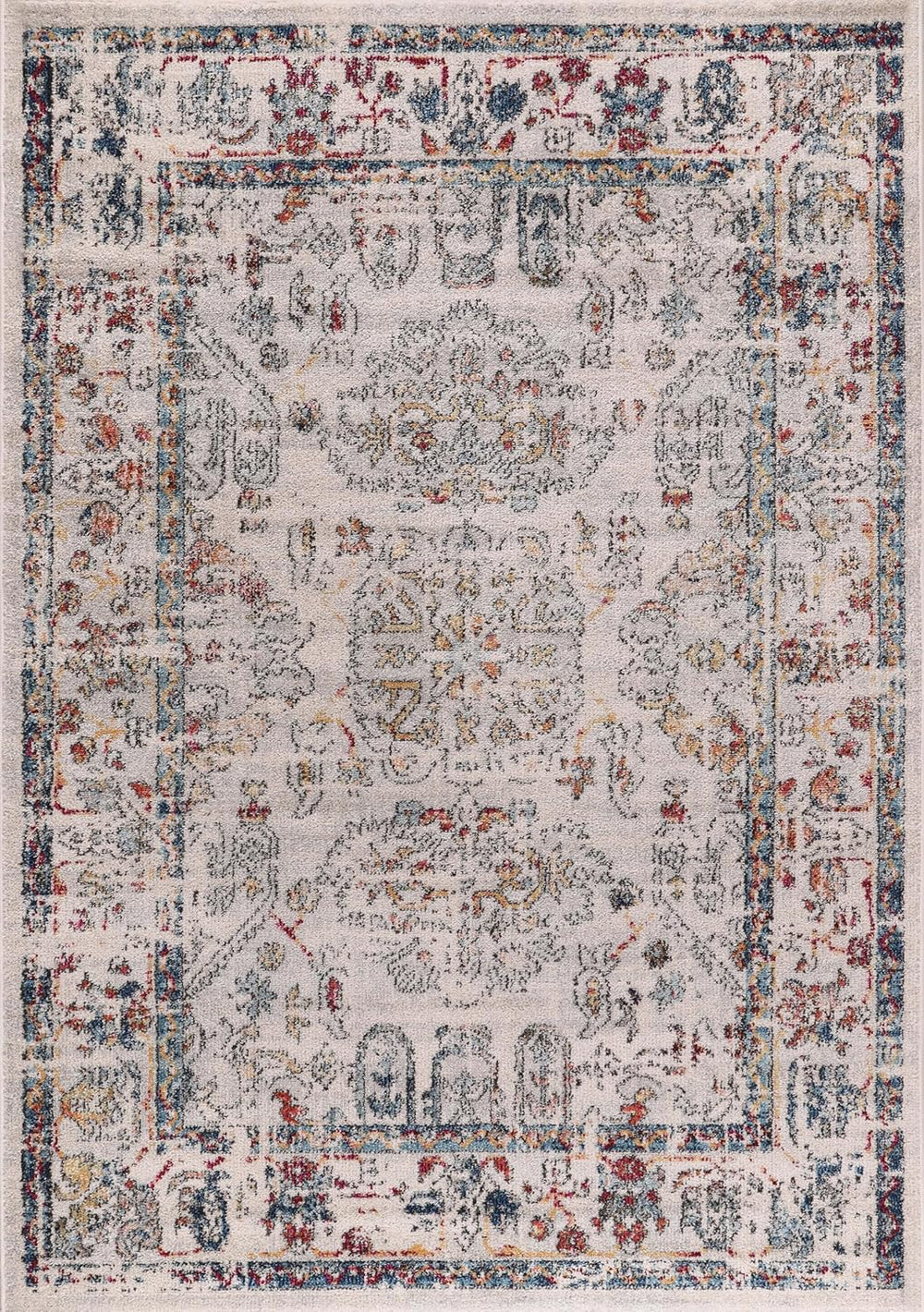 Vintage beige runner rug by Netline Home featuring classic distressed medallion design, soft, durable, and pet-friendly for living spaces.