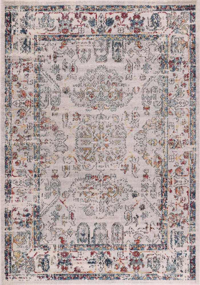 Vintage Area Rug for Living Room – Soft & Durable Carpet, Kid & Pet Friendly – Wilton Woven, Classic Distressed Medallion Design for Bedroom, Hallway & Kitchen (BEIGE, 80X150) shown in an illustrative room