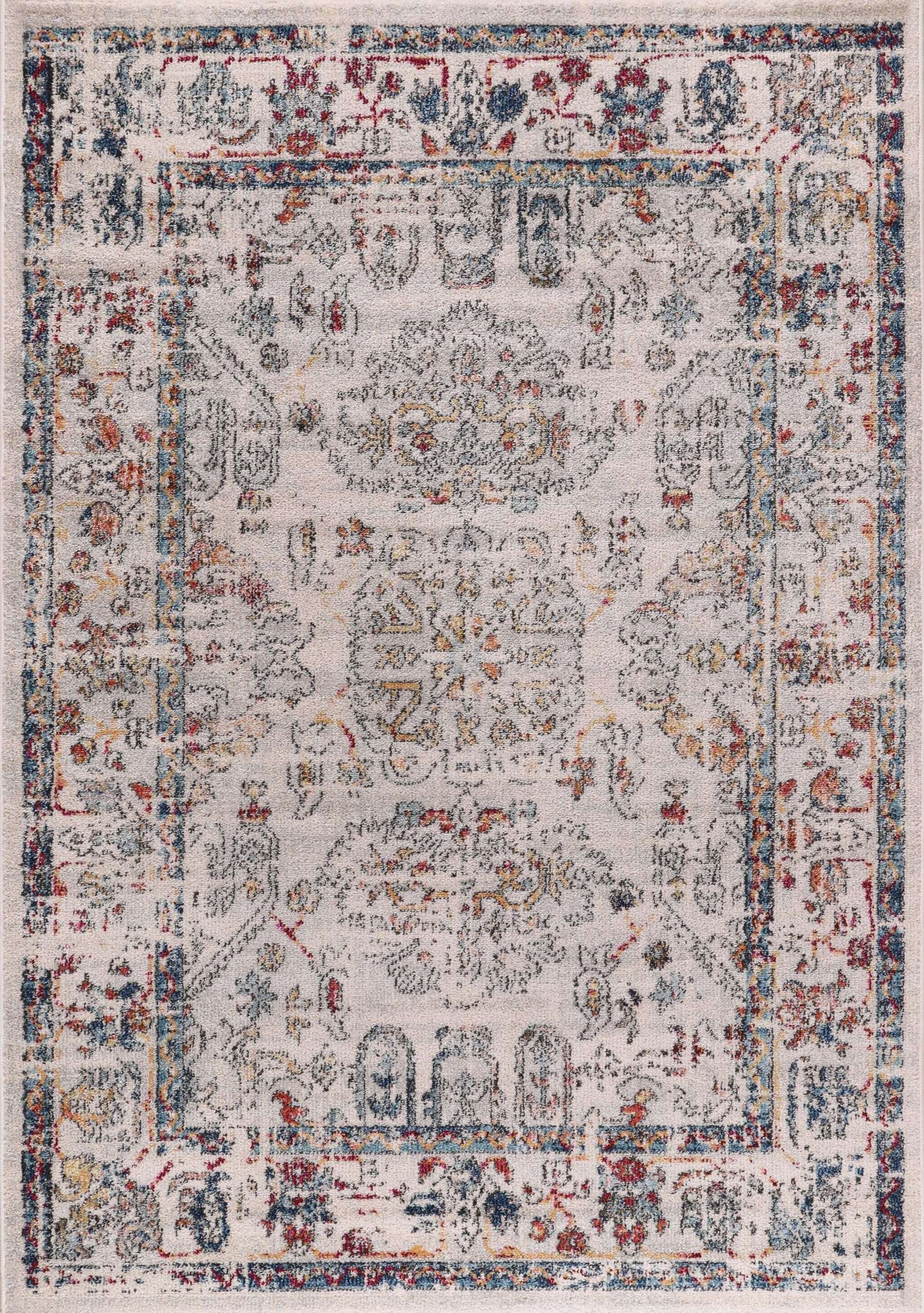 Vintage beige runner rug by Netline Home with distressed medallion design, soft, durable, and pet-friendly for living room or hallway.