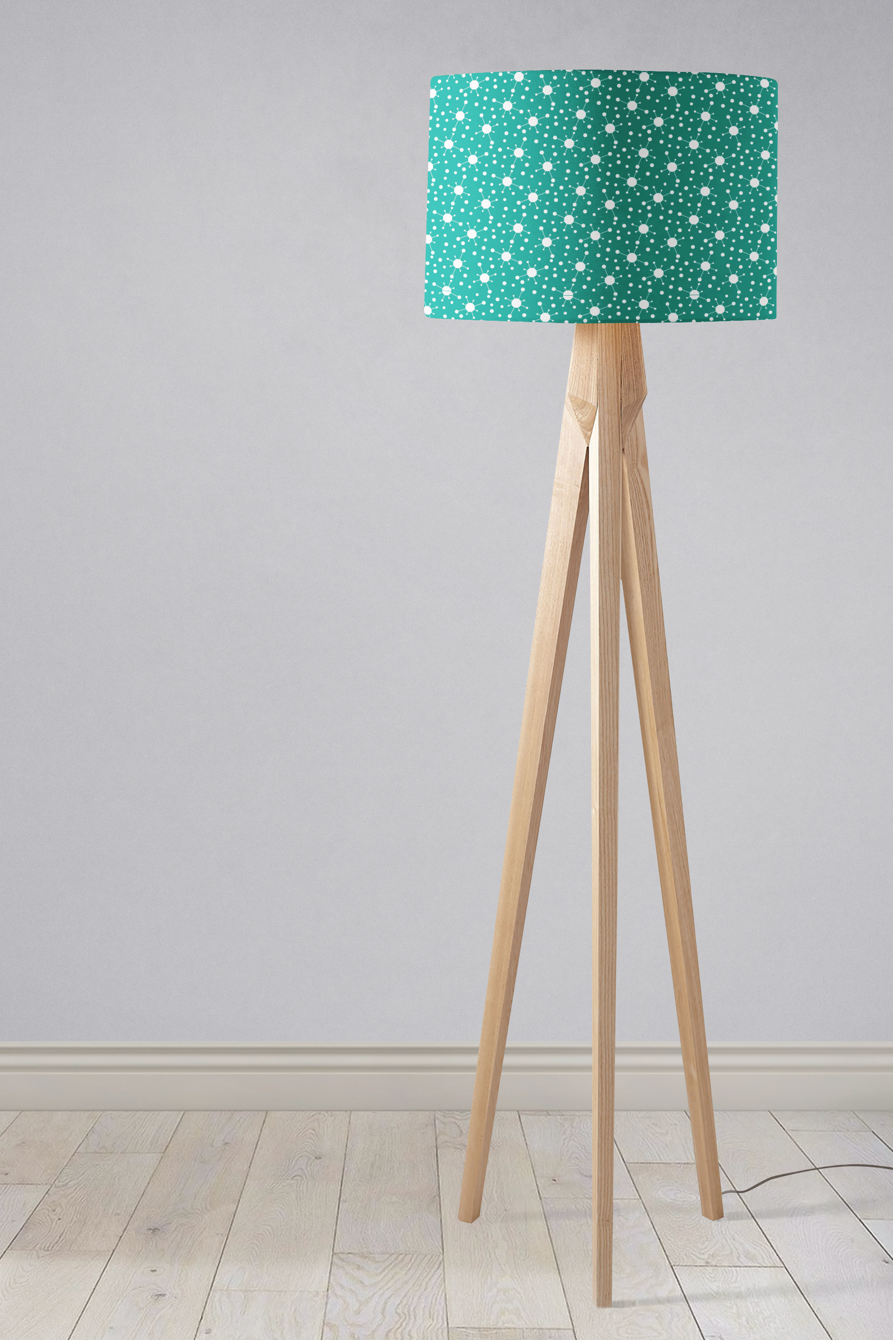 Turquoise and White Retro Lampshade – Ceiling & Table Compatible