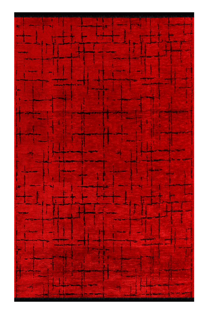 Machine Washable Rug NT201 – RED Soft Chenille shown in an illustrative room