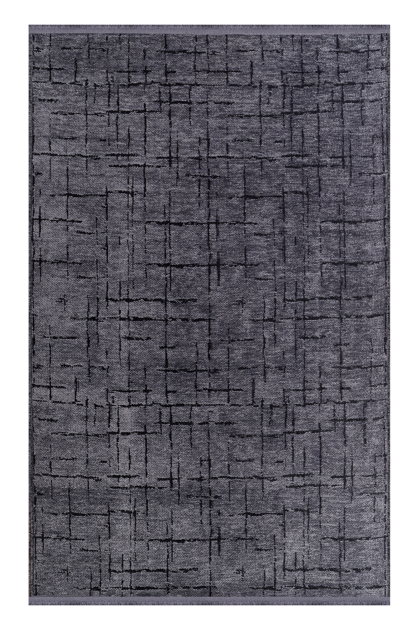 Dark gray machine washable rug by Netline Home with soft chenille texture, ideal for easy cleaning and modern home decor.