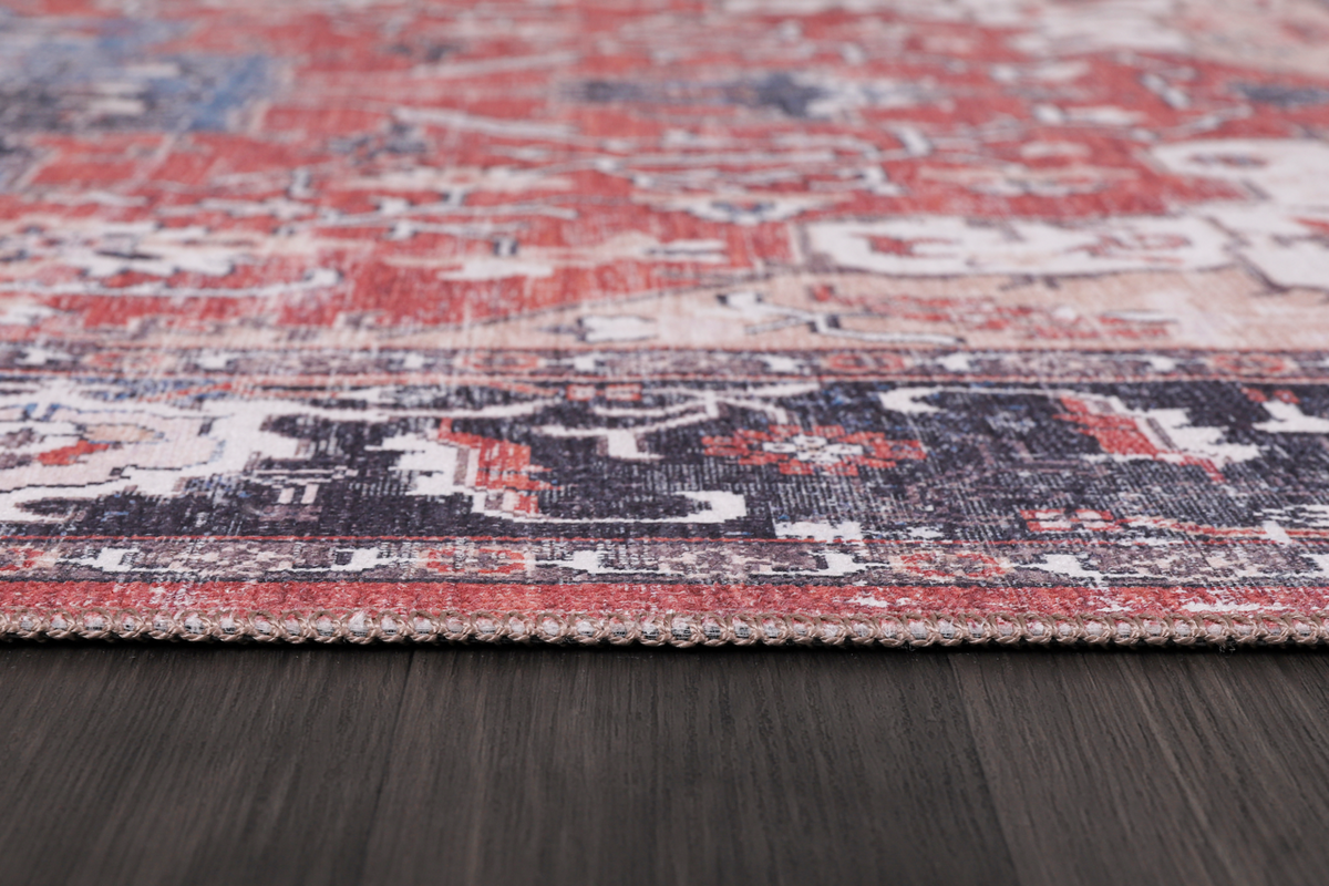 Multicolor tribal medallion washable rug by Netline Home featuring vibrant geometric patterns and a durable, soft fabric.