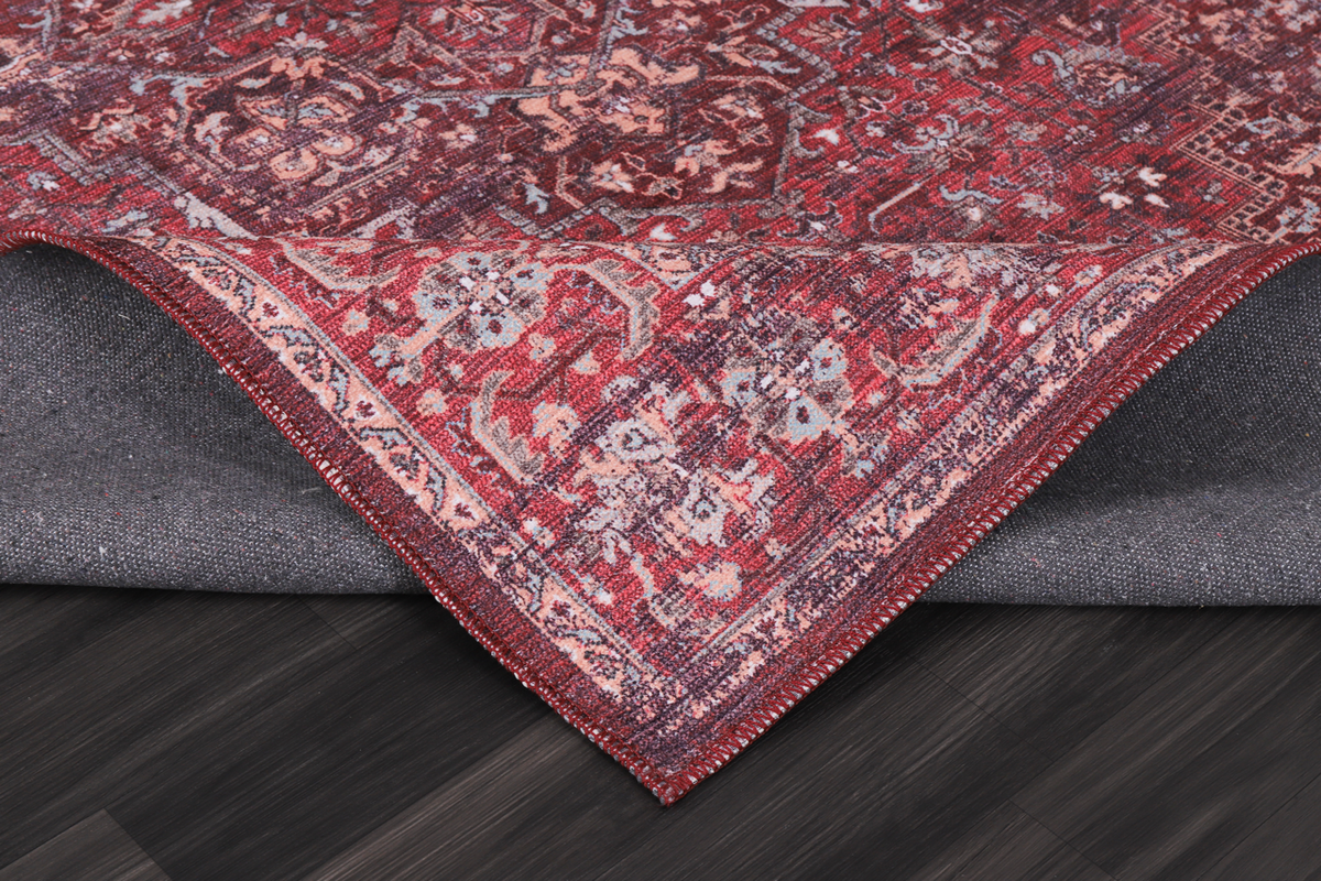 Colorful geometric washable rug by Netline Home featuring tribal multicolor patterns and intricate designs.