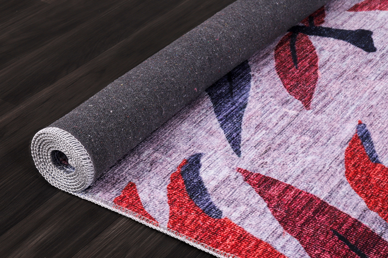 Modern beige floral washable rug by Netline Home featuring a stylish floral pattern and durable, easy-to-clean design.