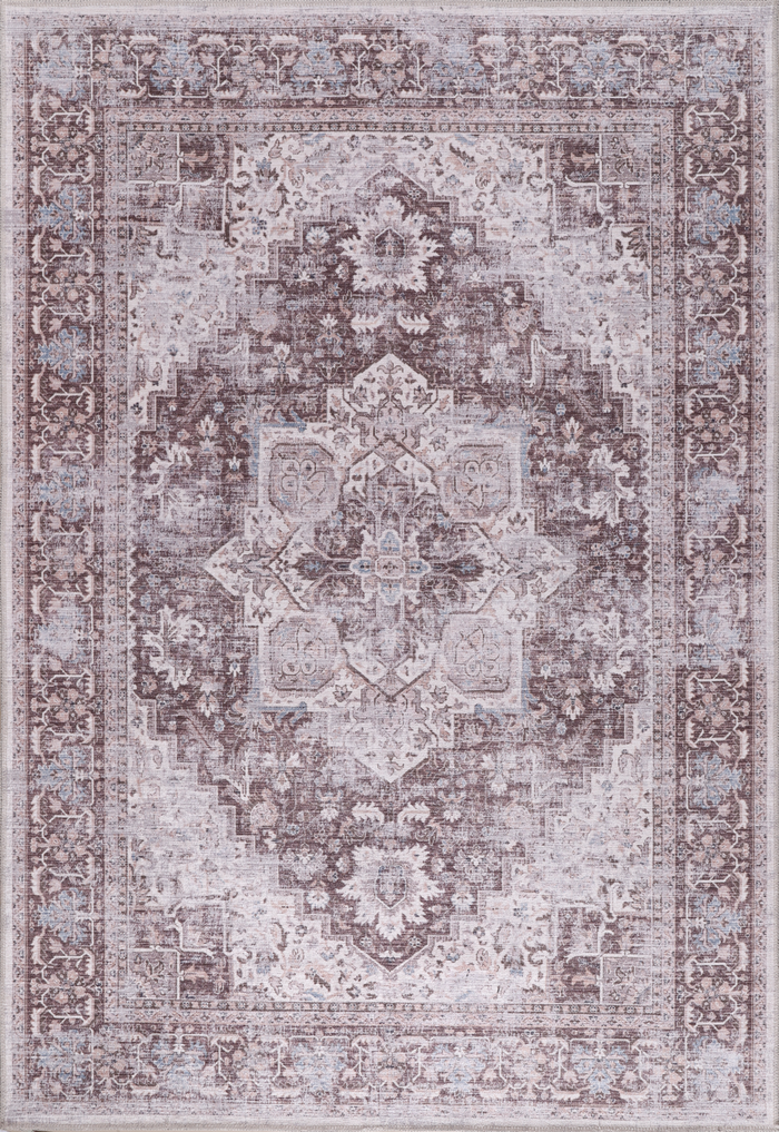 Tribal Multicolor Geometric Washable Rug Design 1311 shown in an illustrative room