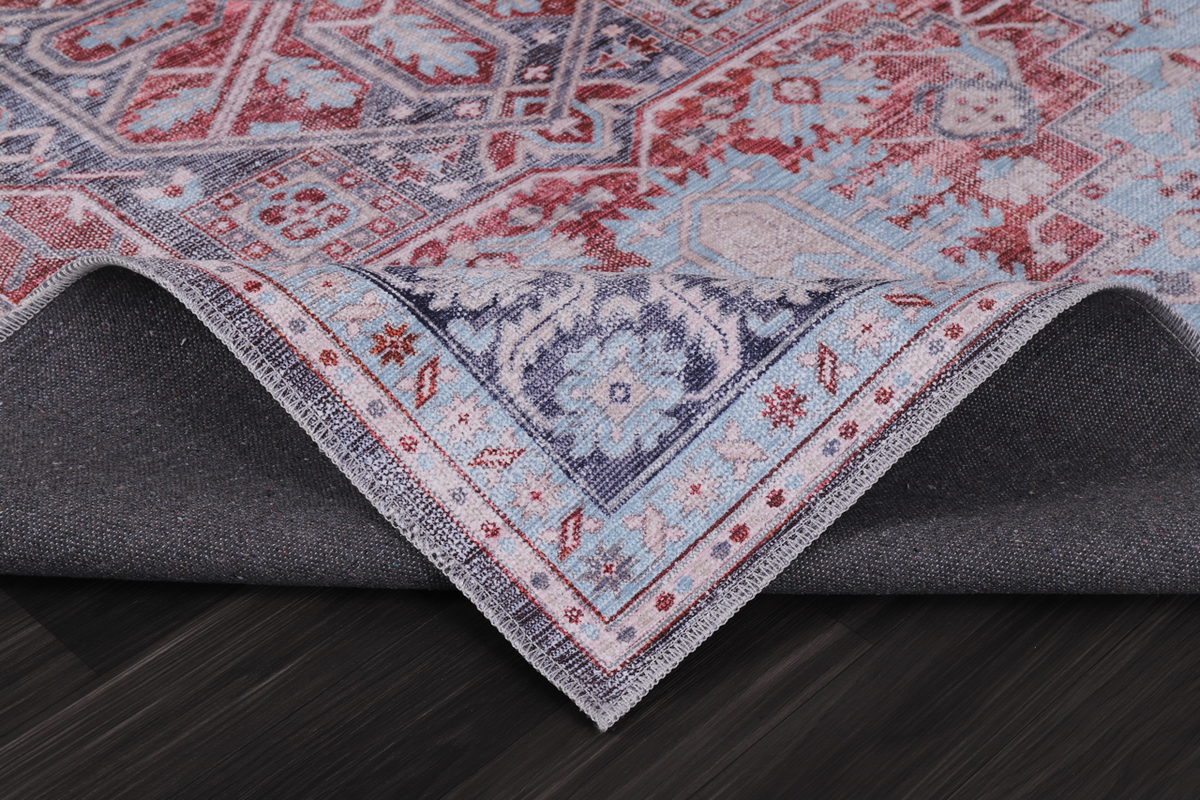 Bohemian grey striped washable rug by Netline Home with a soft, modern design ideal for living rooms or bedrooms.